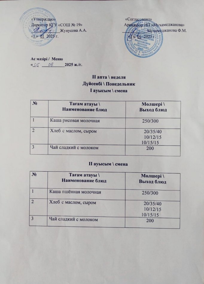 Меню 05.05.2025