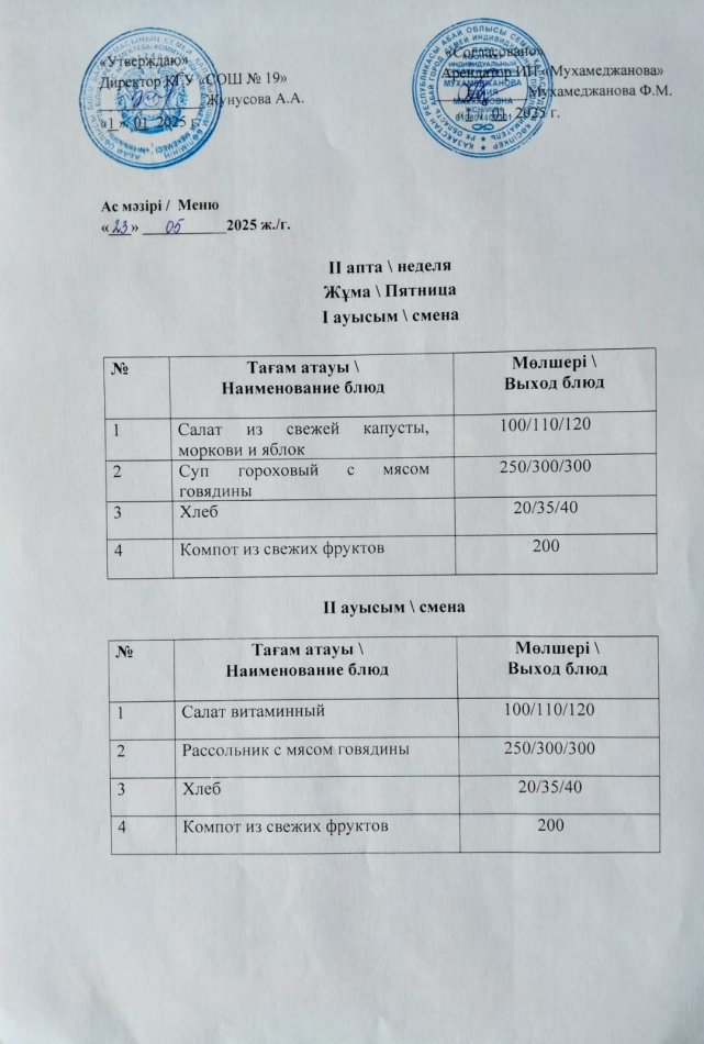 Меню 23.05.2025